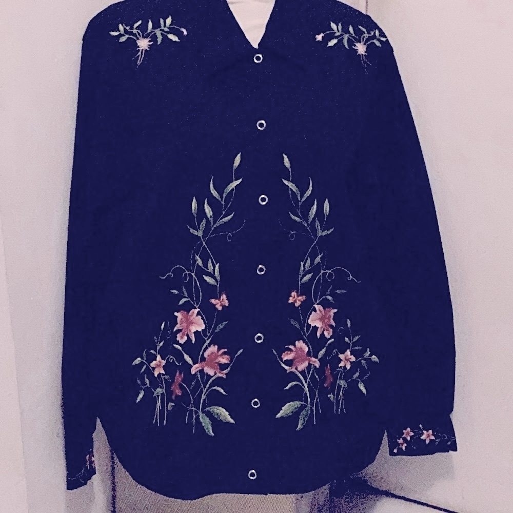 Embroidered black jean jacket